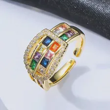 Mystic Радужный кристалл квадратный камень Модные кольца для женщин винтажные серебряные золотые разноцветные Свадебные обручальные ювелирные изделия