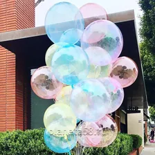 Шар (18''/46 см) Сфера 3D, Deco Bubble (баблс), Кристалл, Оранжевый, 1 шт.